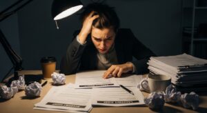 Persona revisando documentos después de un accidente de auto en estados unidos