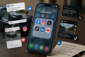 Redes sociales y publicaciones digitales relacionadas con un accidente automovilístico